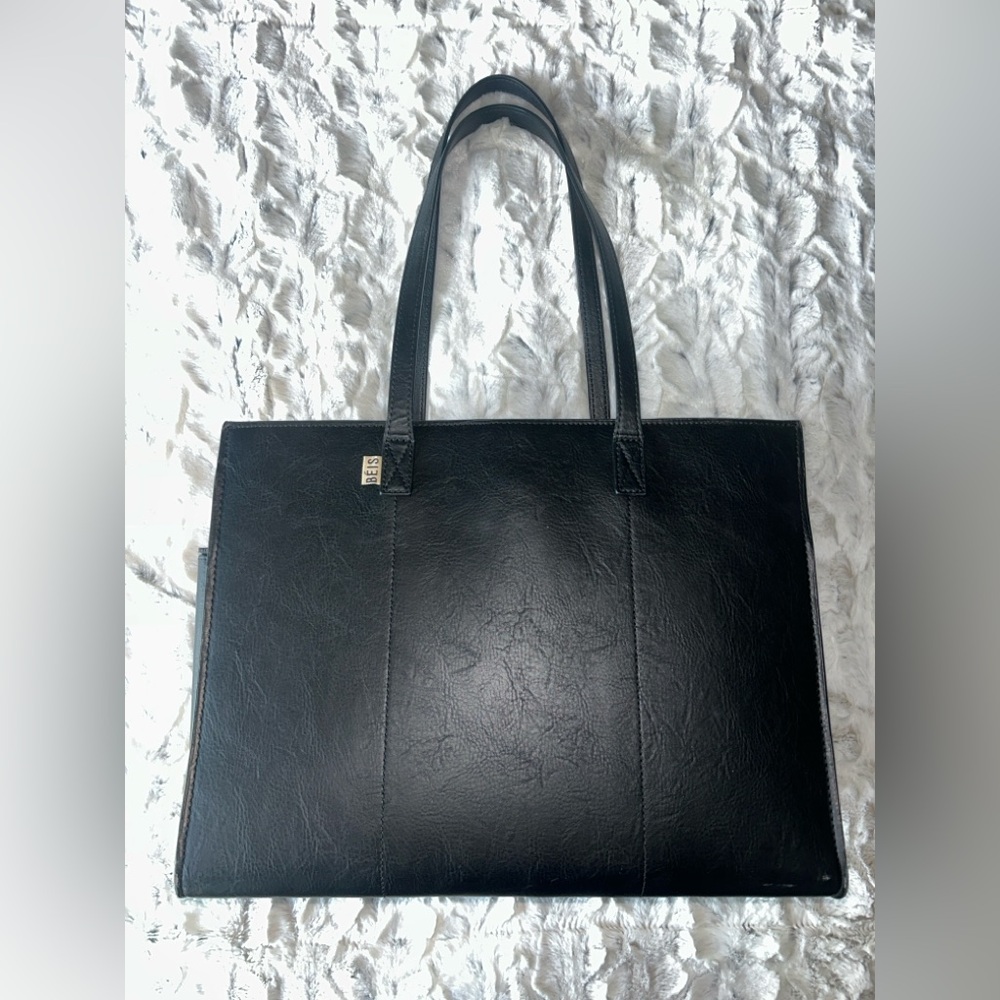 BEIS Classic Black Tote Bag with insert, strap, AND I.D. Wristlet
